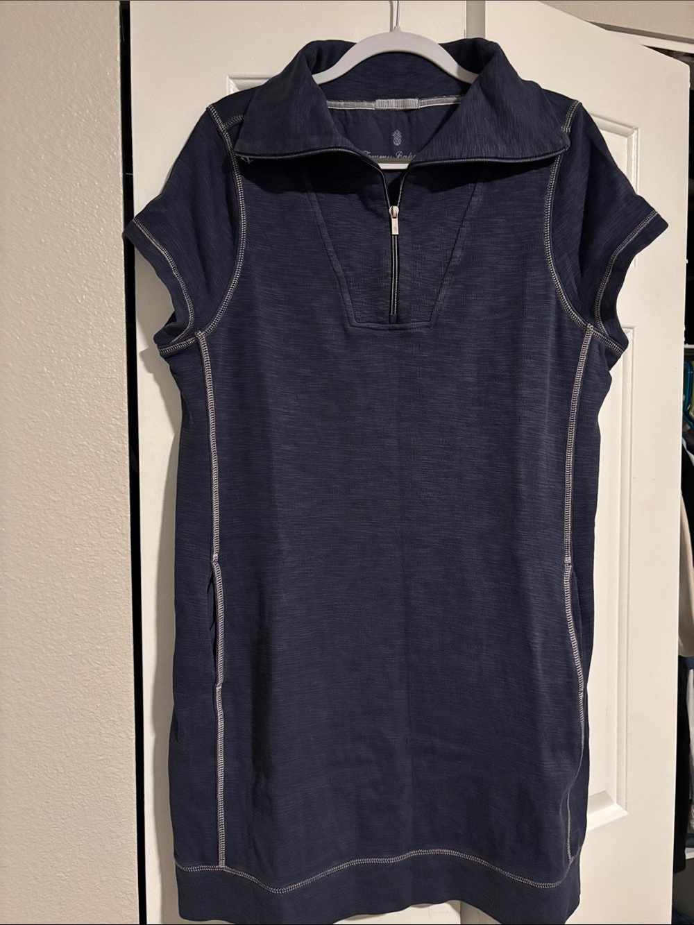 Tommy Bahama Navy Zip-Front Polo Midi Dress